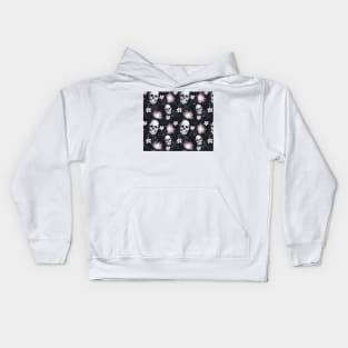 Dark floral skull glam Kids Hoodie